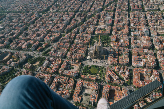 aerial photography over barcelona's sagrada familia
